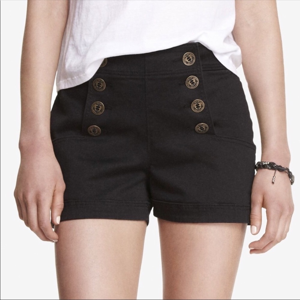 Express Sailor High Rise Shorts Dark Blue Wash